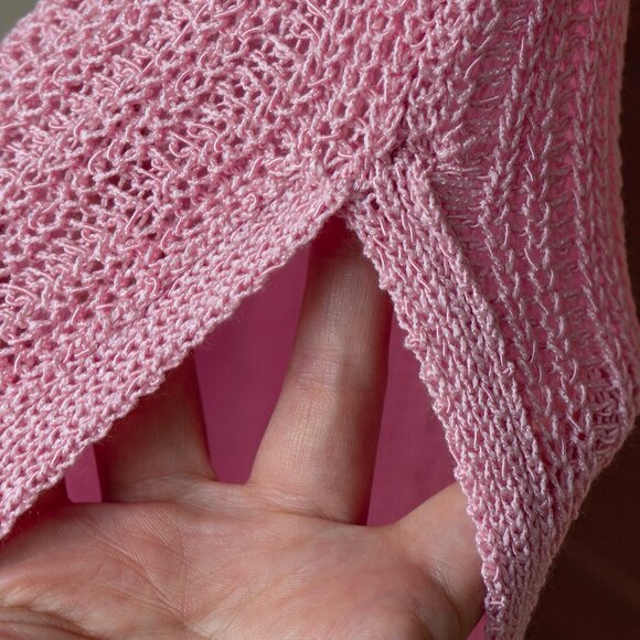 Camila Coehlo Pink Knit Midi Skirt Cleo Girly Bubblegum Sheer Open Knit Pull On - Picture 9 of 11